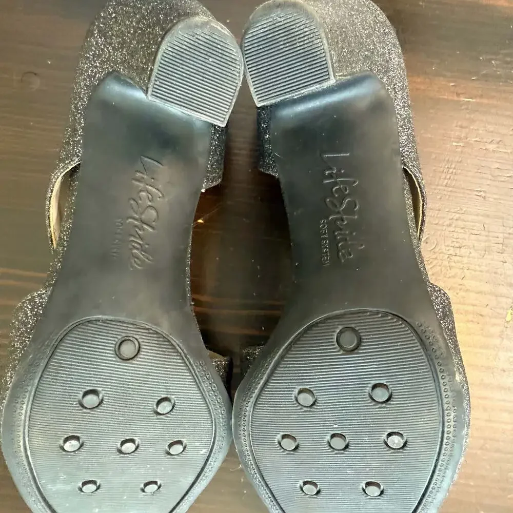 Life Stride Silver‎ Glitter Peep Toe Heels